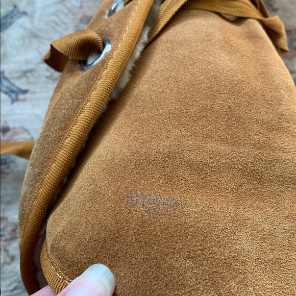 Tall Ugg Nomad ribbon lace up boots sherpa lined suede leather flats - Picture 16 of 16